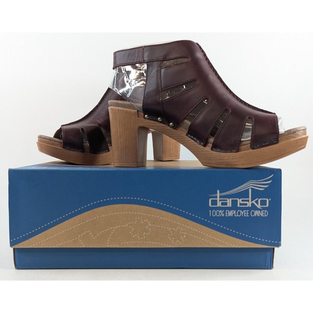 Dansko Demetra Sandals Ruby Pull-Up Leather Heeled Ankle Strap EU 41 US 9.5-10 - Picture 6 of 13